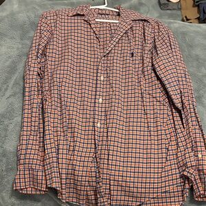 Ralph Lauren Blue and Orange Plaid Shirt